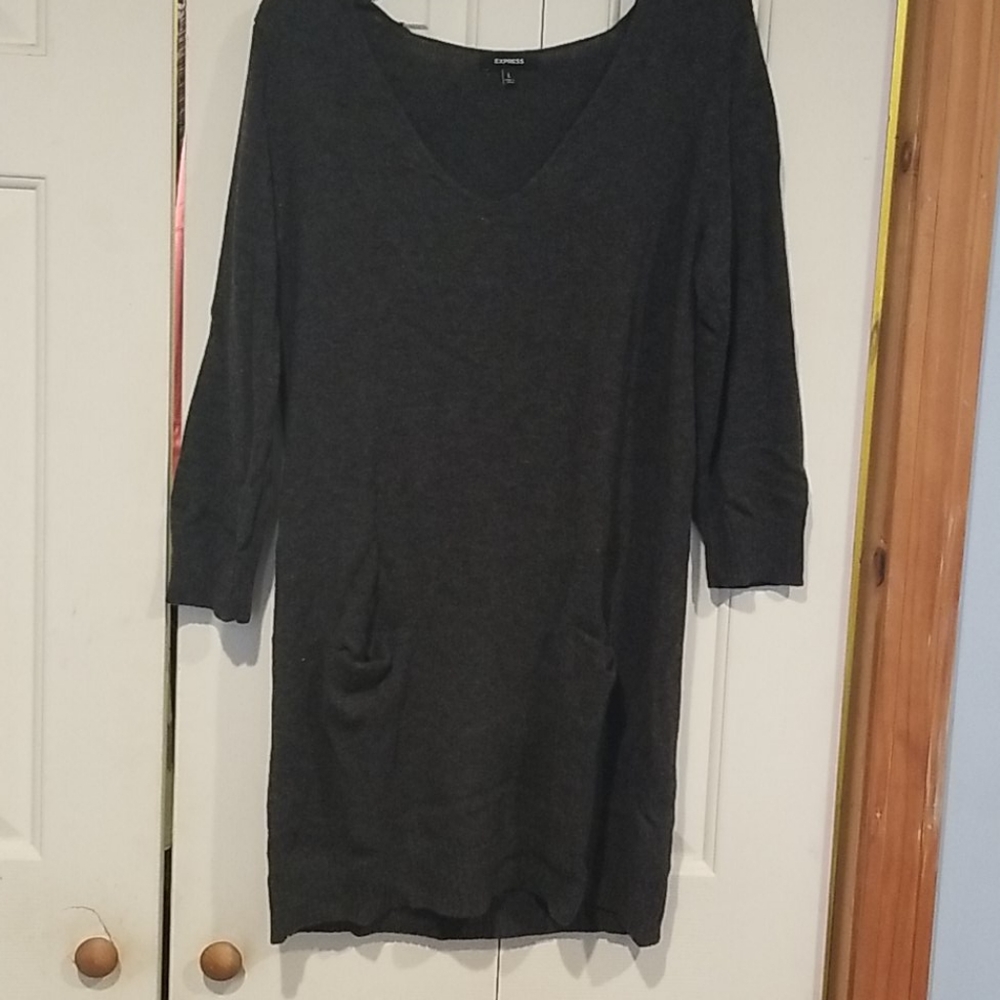 Express gray 3/4 length tunic sweater